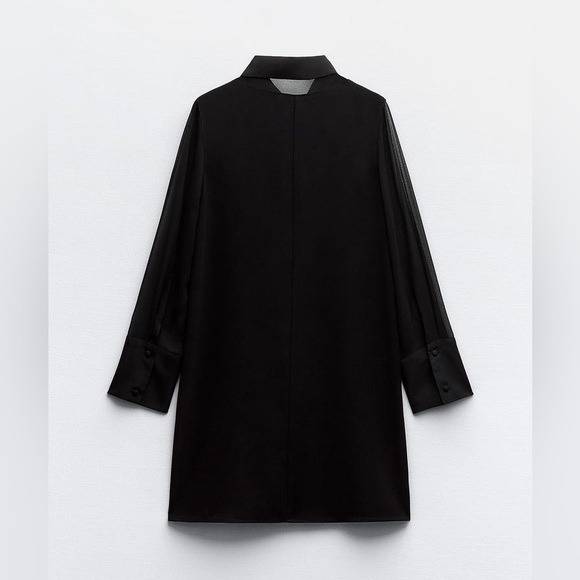 ZARA MIXED SEMI-SHEER MINI DRESS - Picture 5 of 9